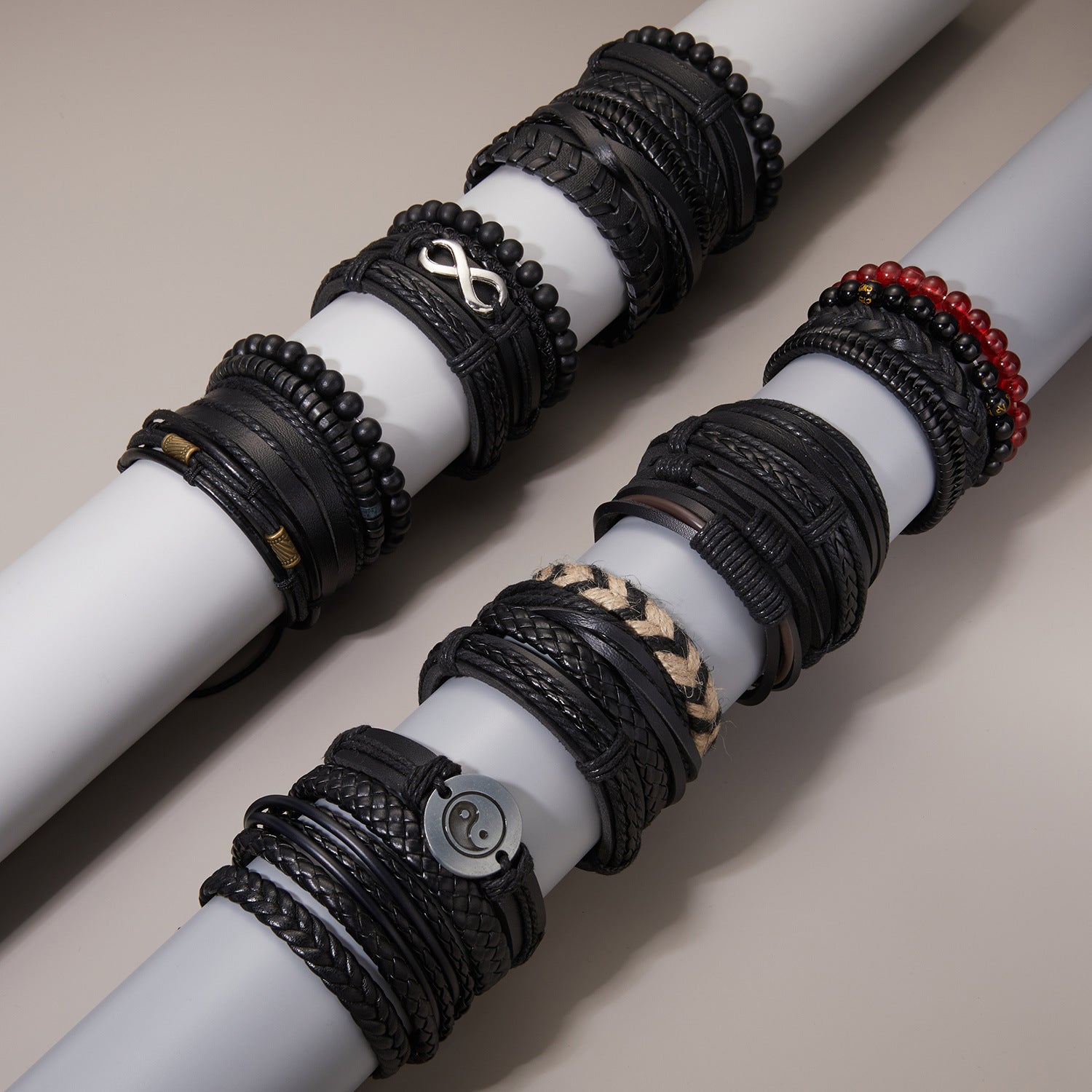 Wholesale Coconut Shell Wood Beads Braided Bracelet Leather Bracelet